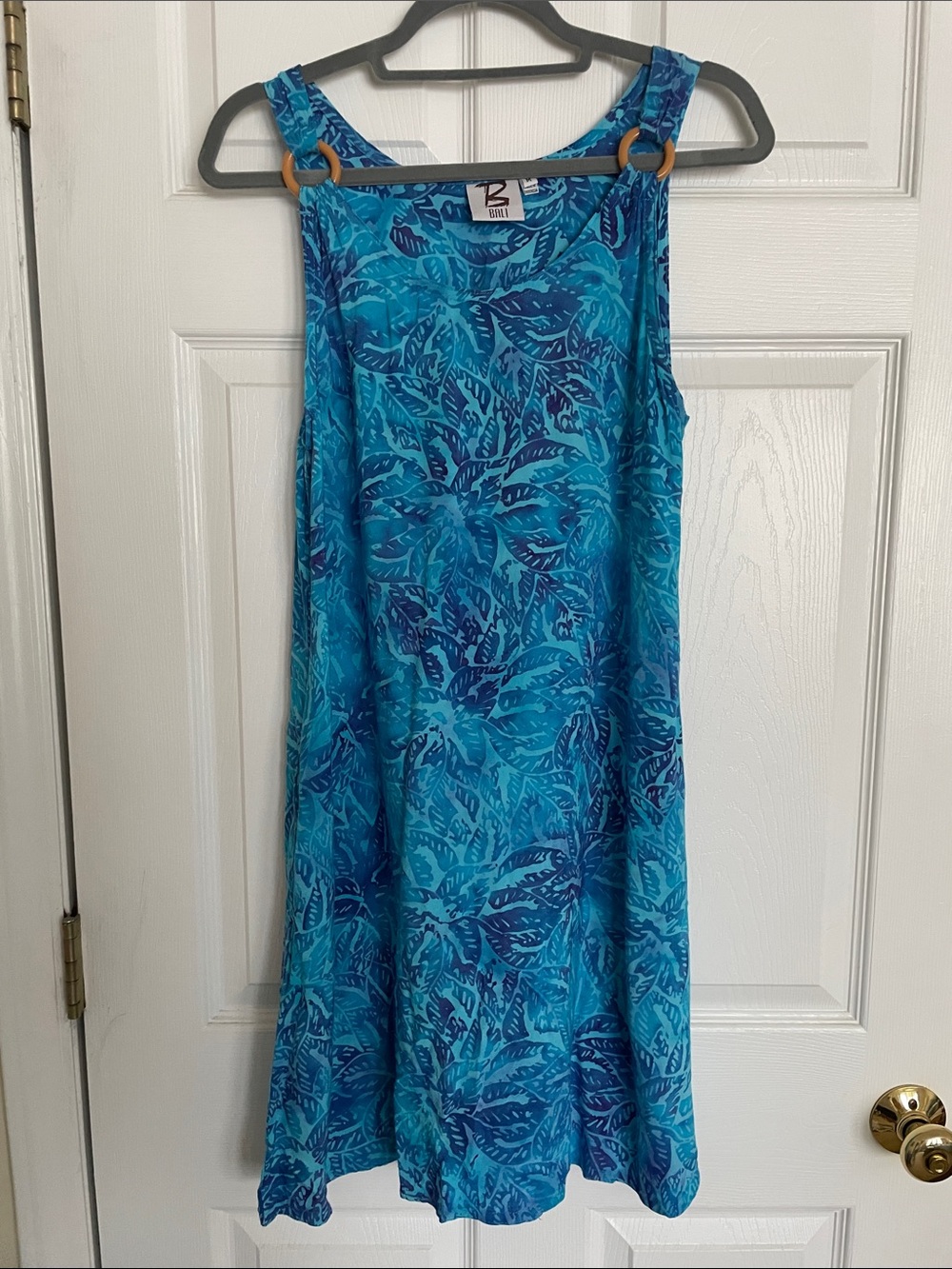 Bali Blue Tropical Leaf Print Dress size M